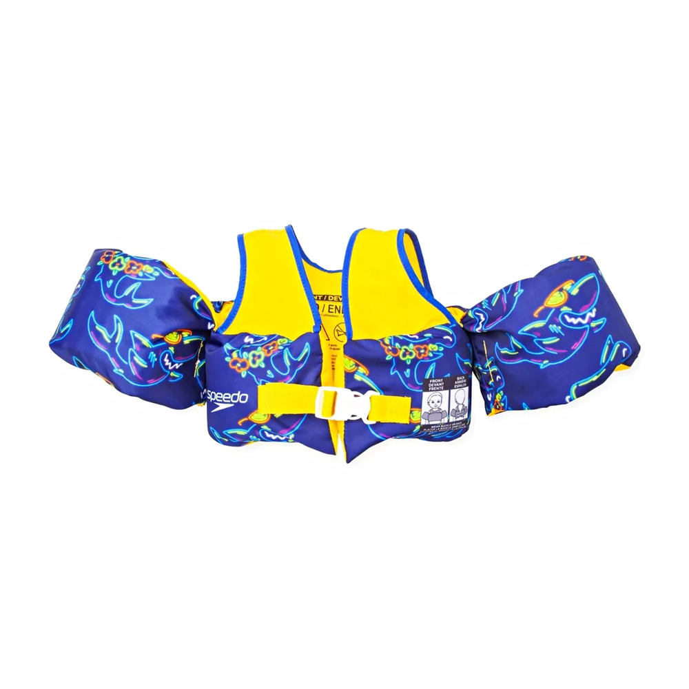 Speedo Splash Jammer Kids Life Jacket Blue Yellow Shark 33-55 lbs USCG NEW